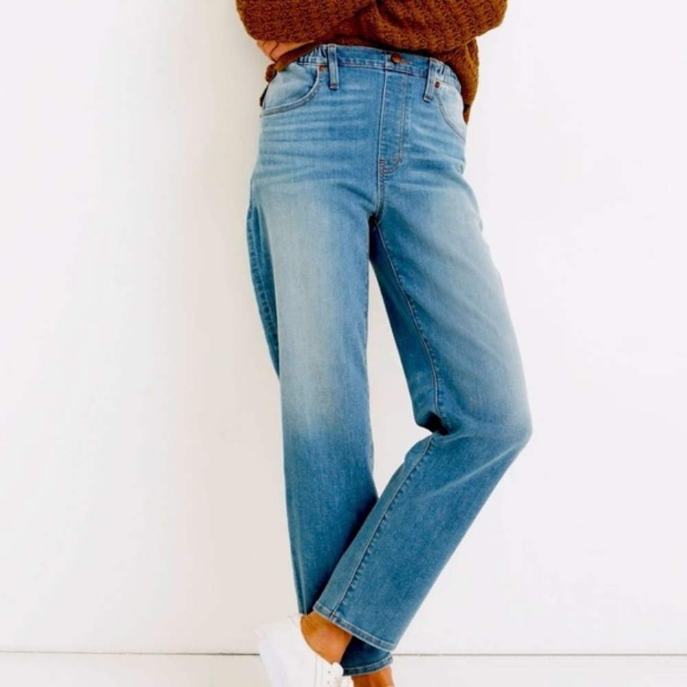 Madewell‎ jeans elastic waist pull on size 26 High rise straight leg denim jeans